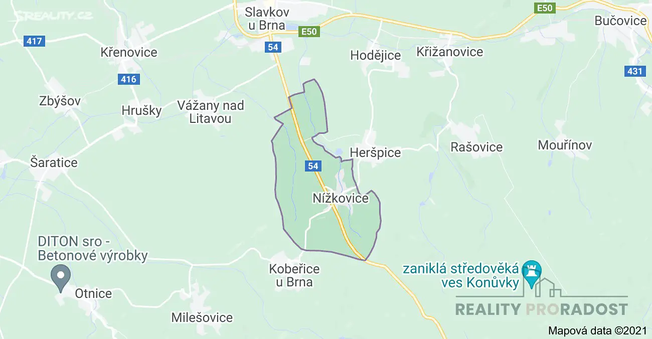 Prodej  pozemku 82 m², Nížkovice, okres Vyškov