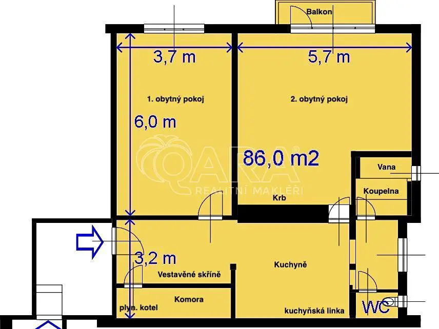 Pronájem bytu 2+1 89 m², Pernerova, Praha 8 - Karlín