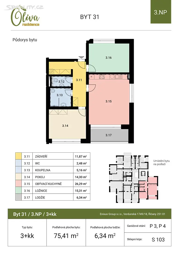 Prodej bytu 3+kk 82 m², Verdunská, Říčany