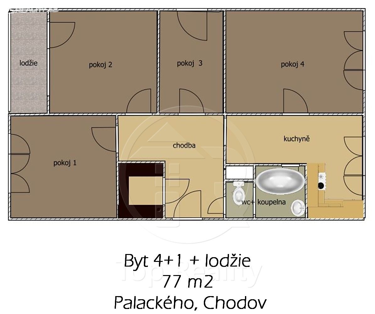 Prodej bytu 4+1 77 m², Palackého, Chodov