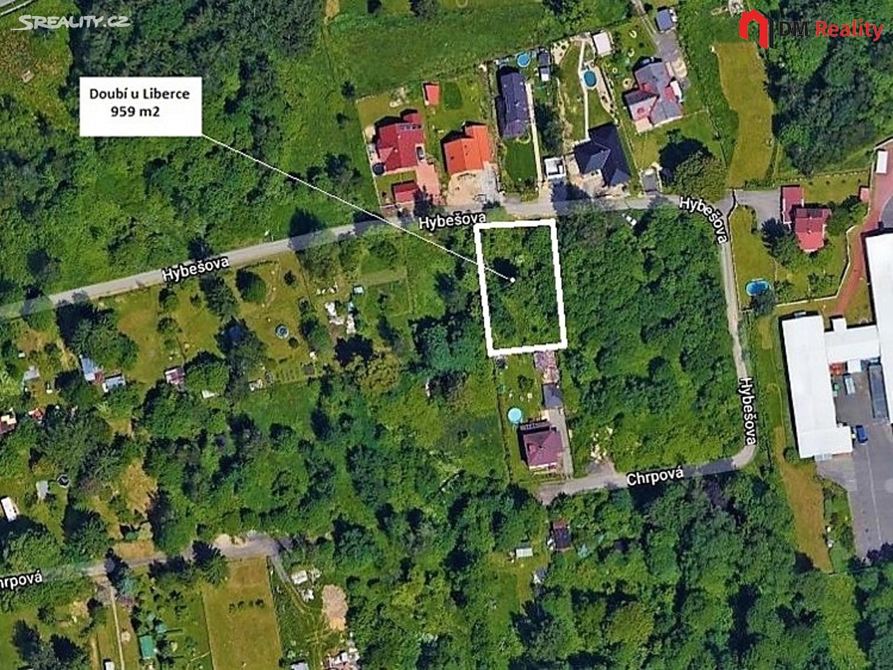 Prodej  stavebního pozemku 959 m², Hybešova, Liberec - Liberec XXIII-Doubí