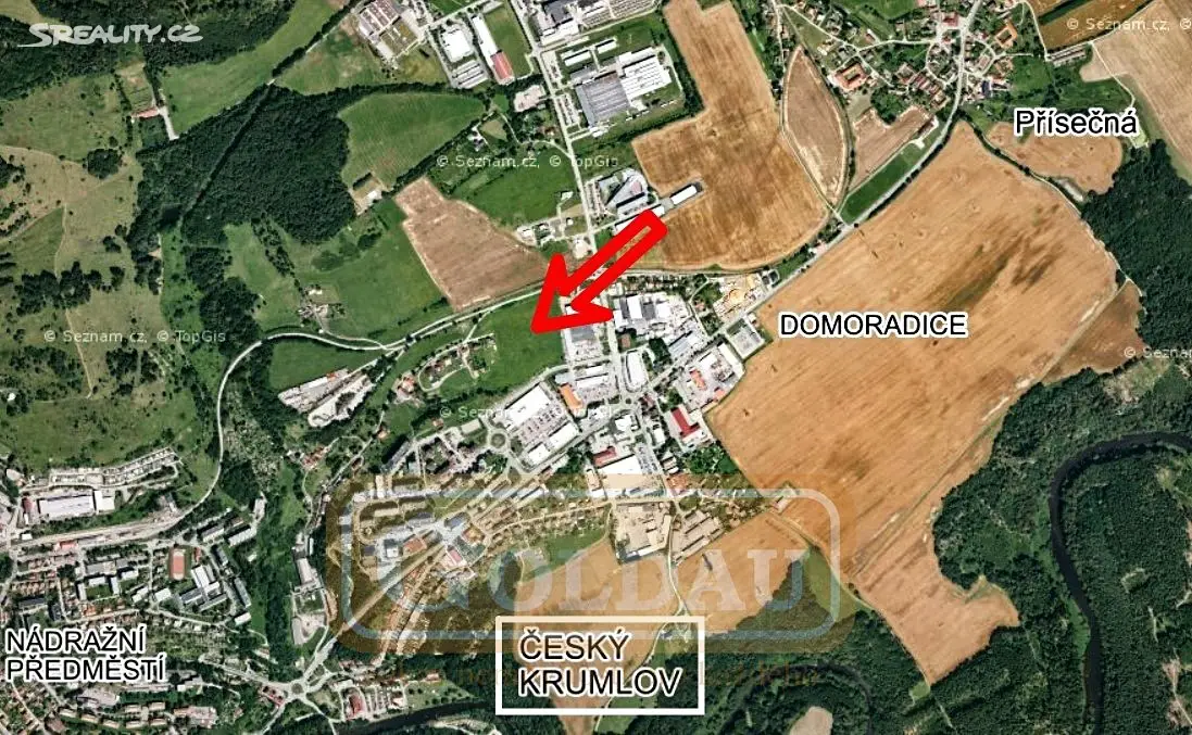 Prodej  stavebního pozemku 18 132 m², Český Krumlov - Domoradice, okres Český Krumlov