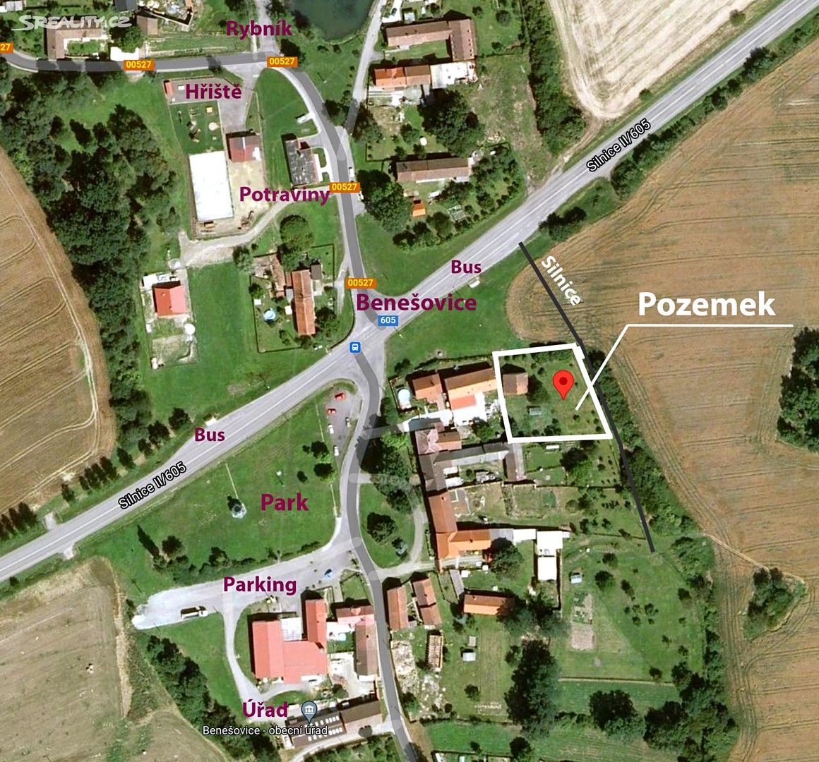 Prodej  stavebního pozemku 1 600 m², Benešovice, okres Tachov