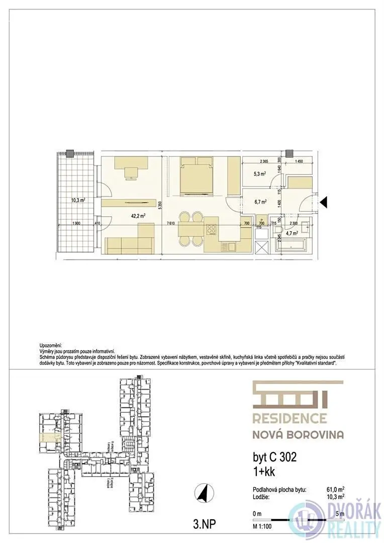 Prodej bytu 1+kk 61 m², Okružní, Třebíč - Borovina