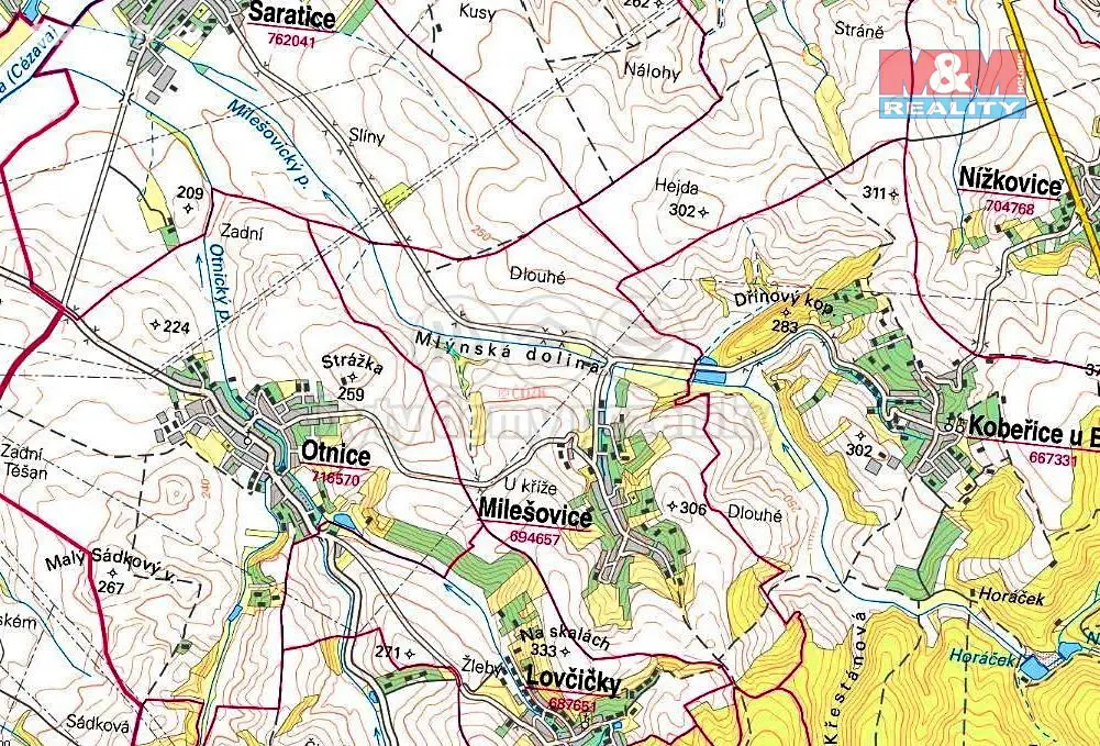 Prodej  louky 1 317 m², Milešovice, okres Vyškov