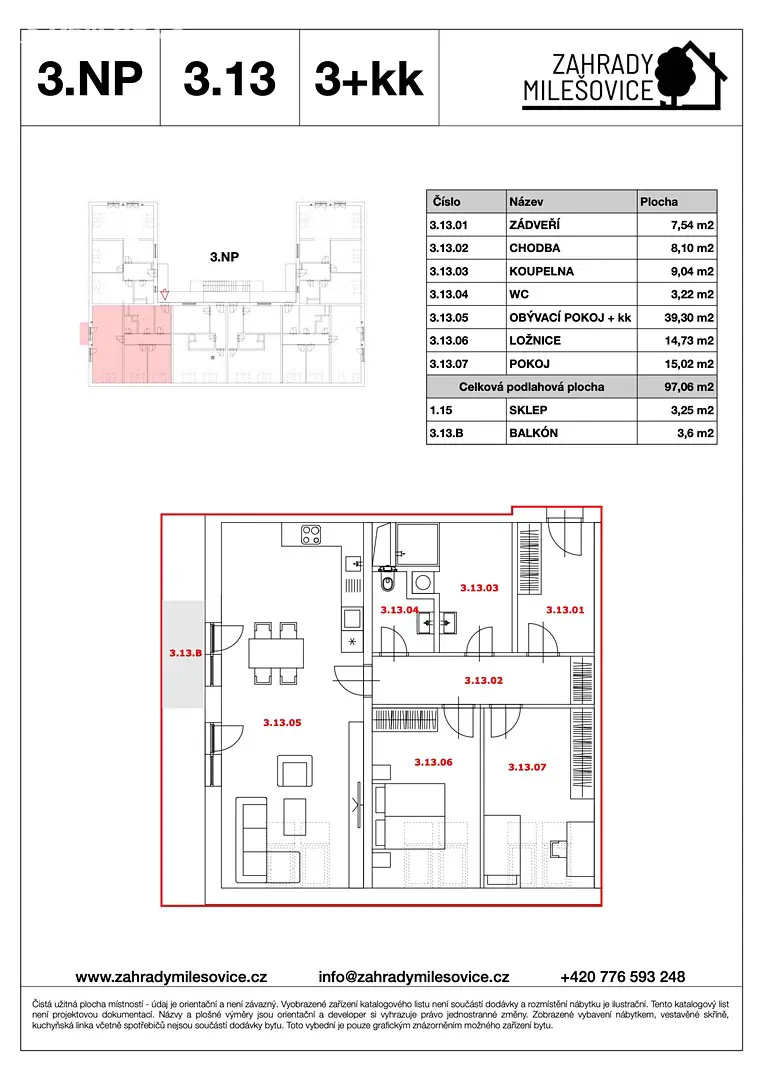 Prodej bytu 3+kk 97 m², Milešovice, okres Vyškov