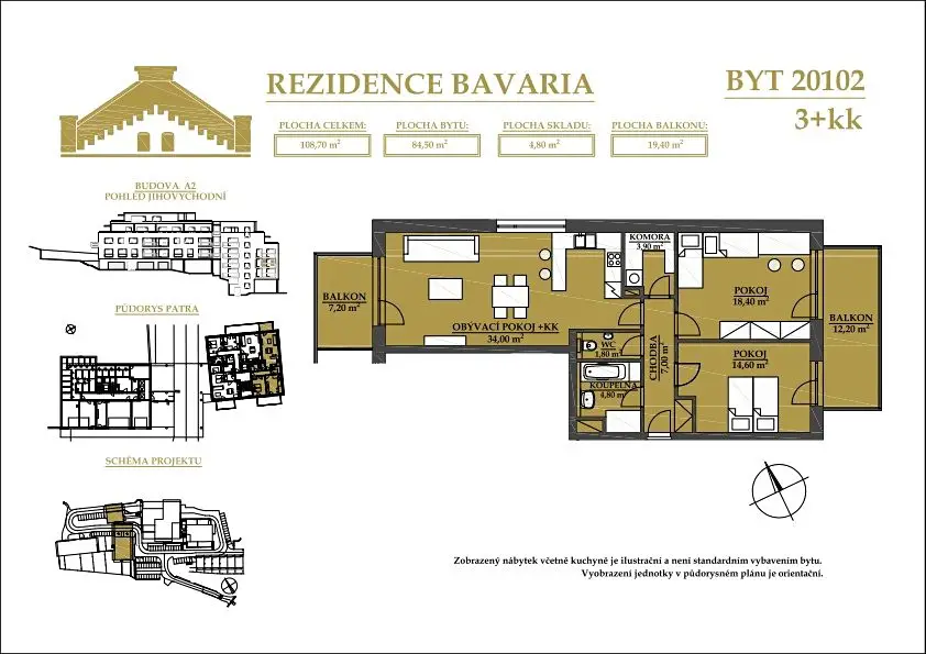 Prodej bytu 3+kk 109 m², Brno - Jehnice, okres Brno-město