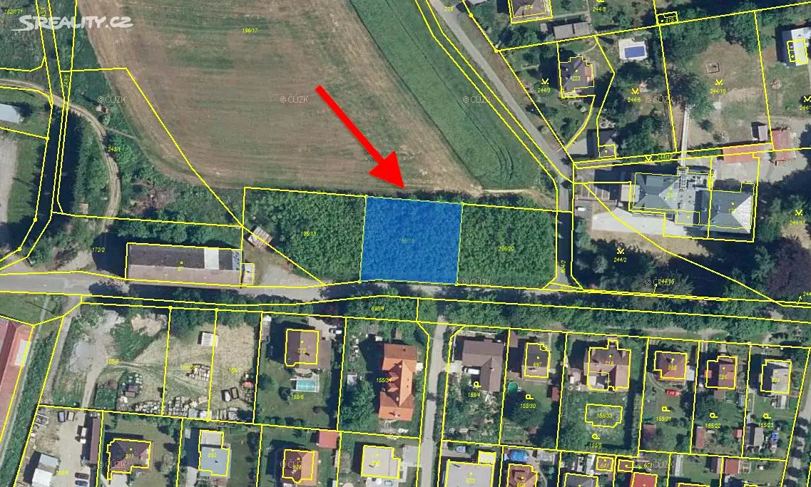 Prodej  stavebního pozemku 1 062 m², Chocerady, okres Benešov