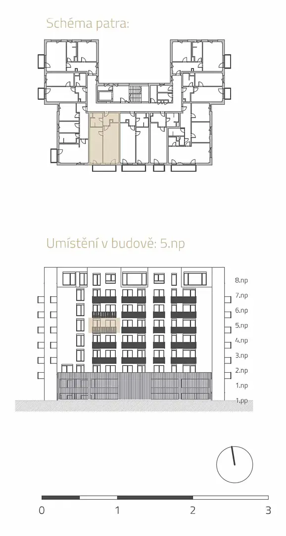 Pronájem bytu 2+kk 56 m², Příčná, Otrokovice