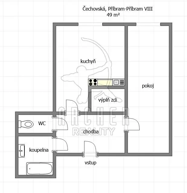 Prodej bytu 1+1 49 m², Čechovská, Příbram - Příbram VIII