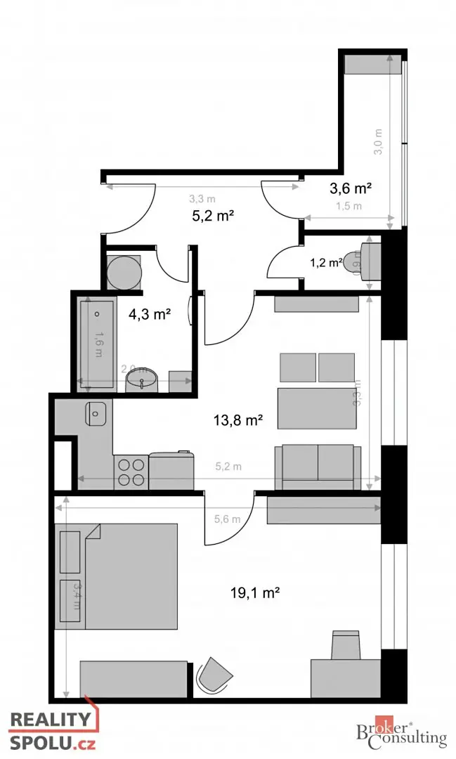 Prodej bytu 2+kk 48 m², Metelkova, Liberec - Liberec II-Nové Město