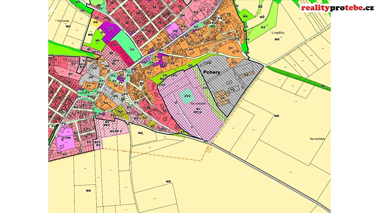 Prodej  stavebního pozemku 46 945 m², Pchery, okres Kladno