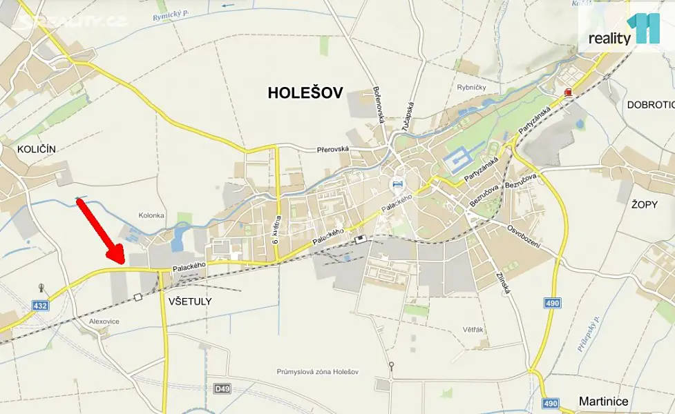 Prodej  komerčního pozemku 8 948 m², Holešov - Všetuly, okres Kroměříž