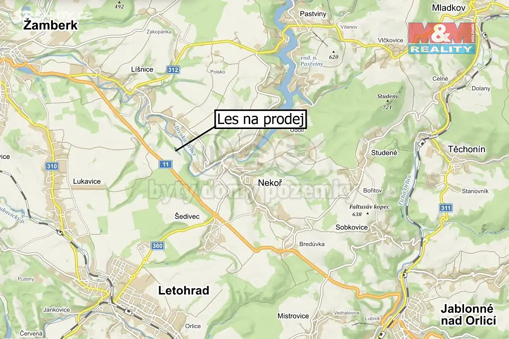 Prodej  lesa 16 925 m², Líšnice, okres Ústí nad Orlicí