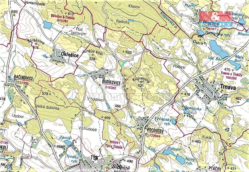 Prodej  lesa 7 503 m², Třebíč - Budíkovice, okres Třebíč