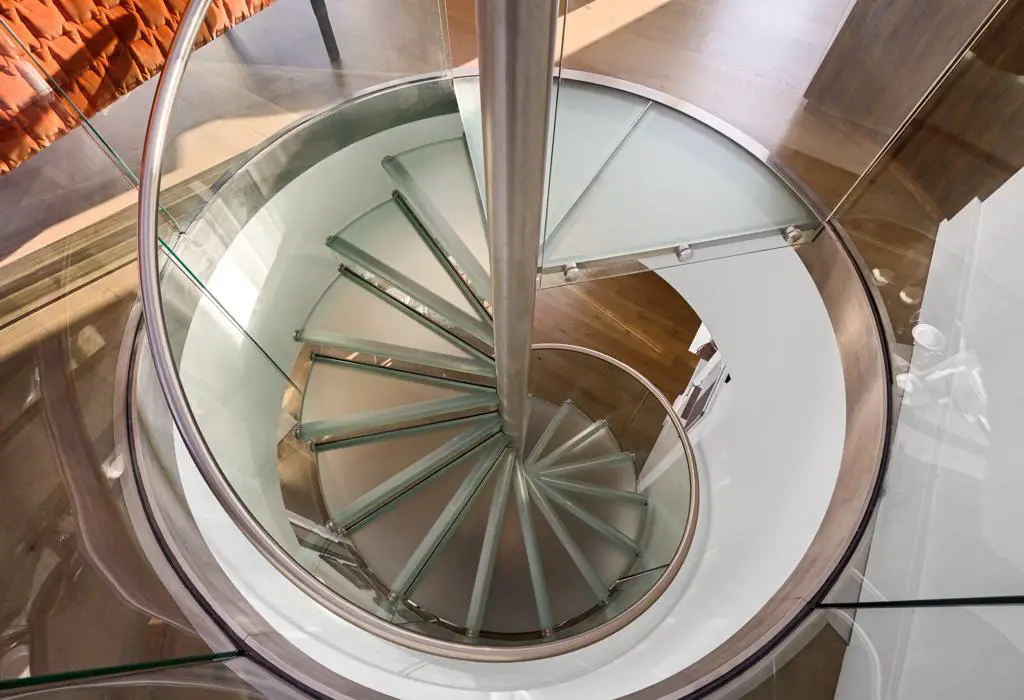 Stunning glass spiral staircase