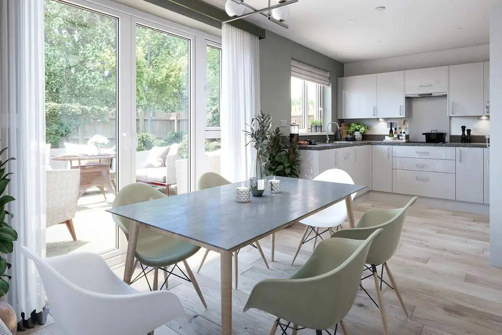 The open plan kitchen dining room