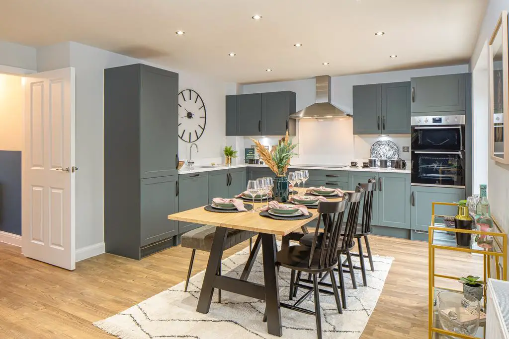 Open plan kitchen with dining area in the...