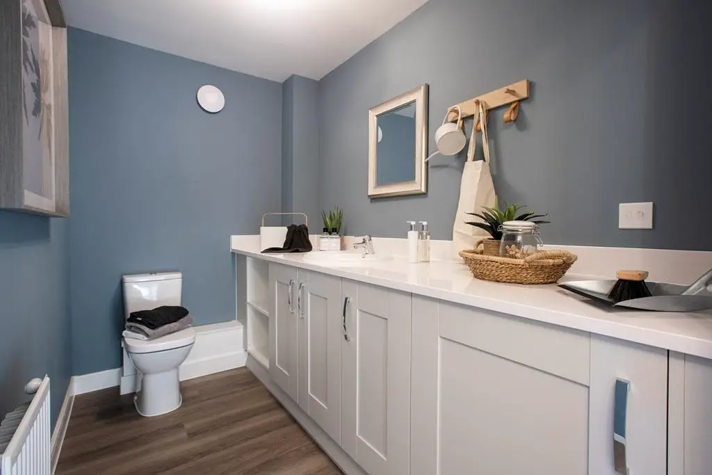 Combined downstairs toilet and laundry room