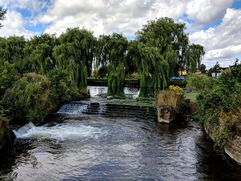 Weir and mill race at Carr Park Lake, Warsop