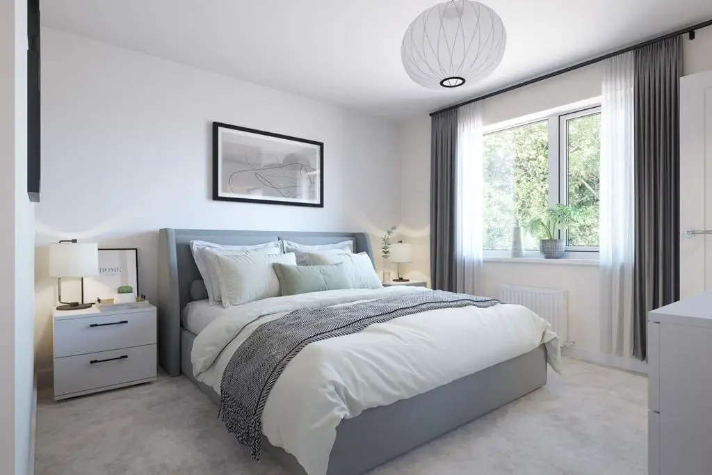 A spacious main bedroom with ample storage