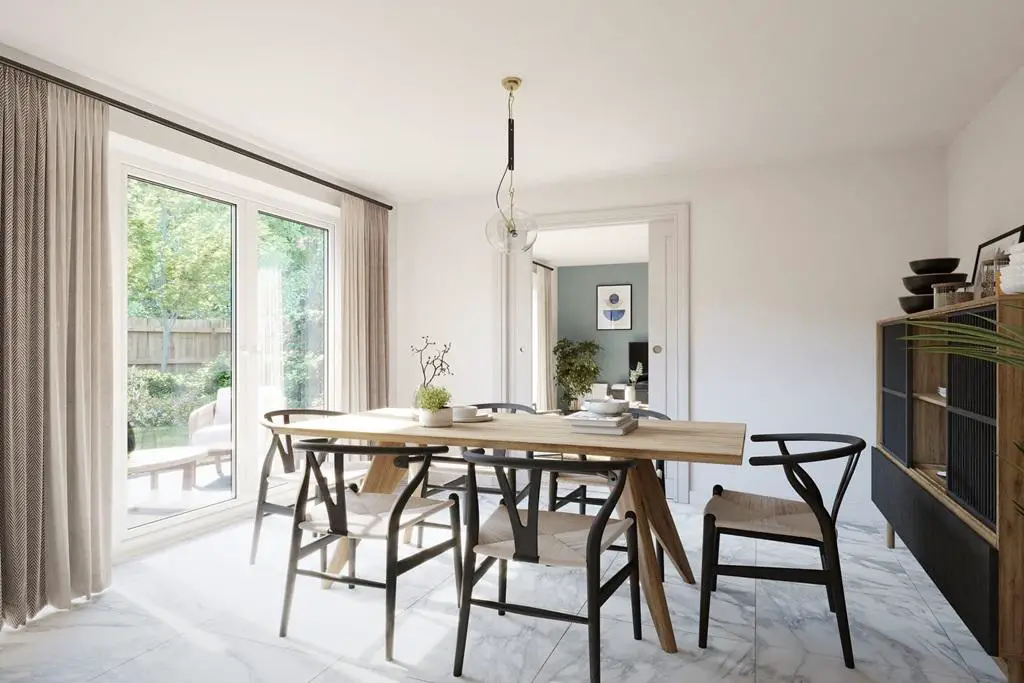 Family friendly dining area with French doors...
