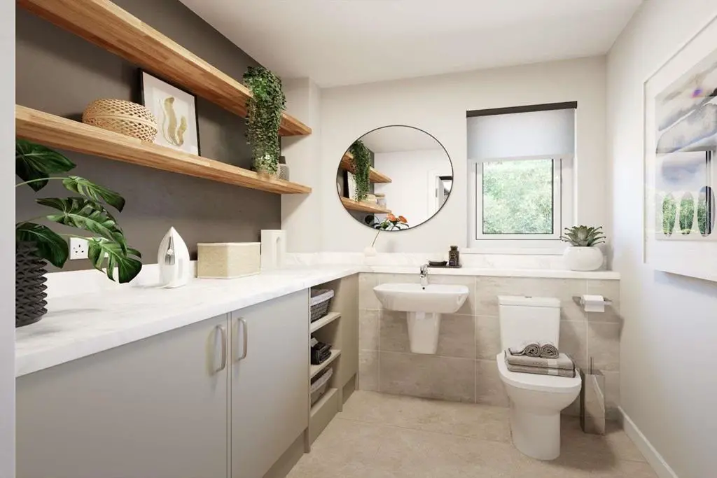Combined downstairs toilet and laundry room