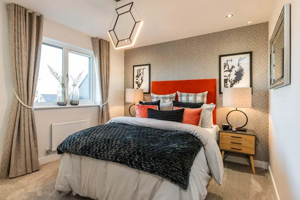 The luxurious main bedroom is an idyllic space...