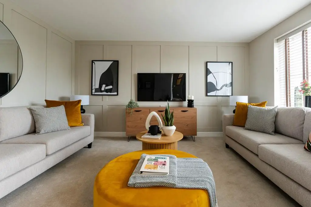 The large living room is an ideal family space