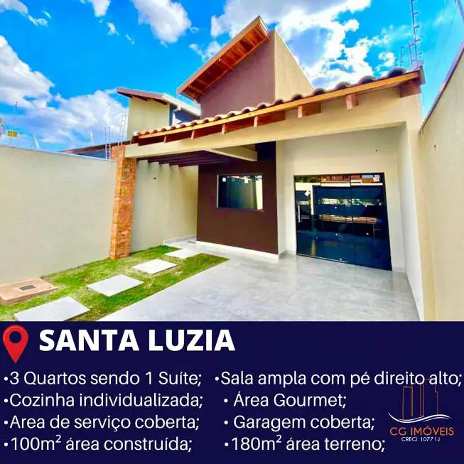 Foto 1 de Casa com 3 Quartos à venda, 100m² em Vila Santa Luzia, Campo Grande