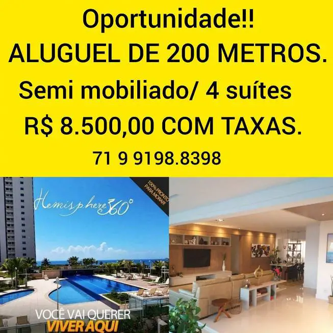 Foto 1 de Apartamento com 5 Quartos para alugar, 200m² em Pituaçu, Salvador