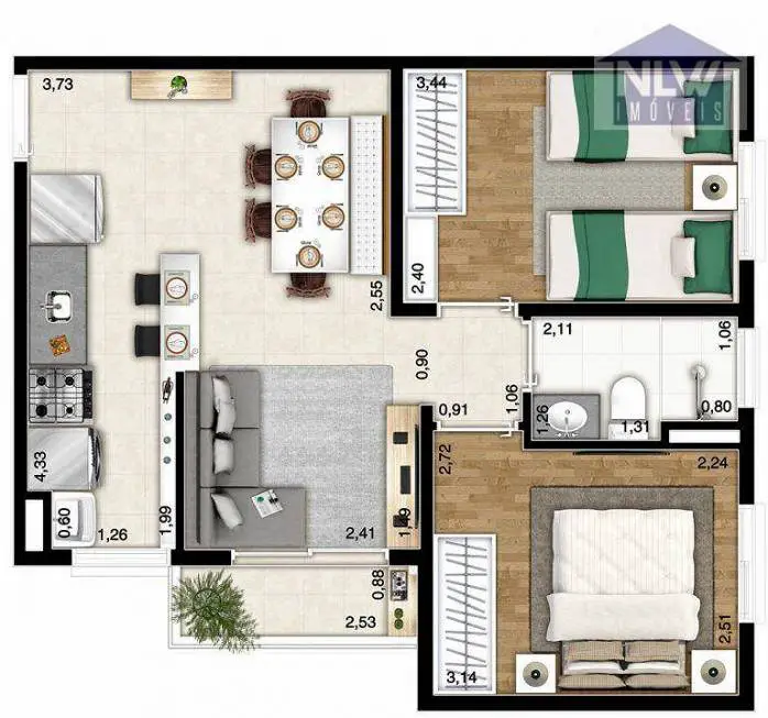 Foto 1 de Apartamento com 2 Quartos à venda, 47m² em Jardim Marcelino, Caieiras