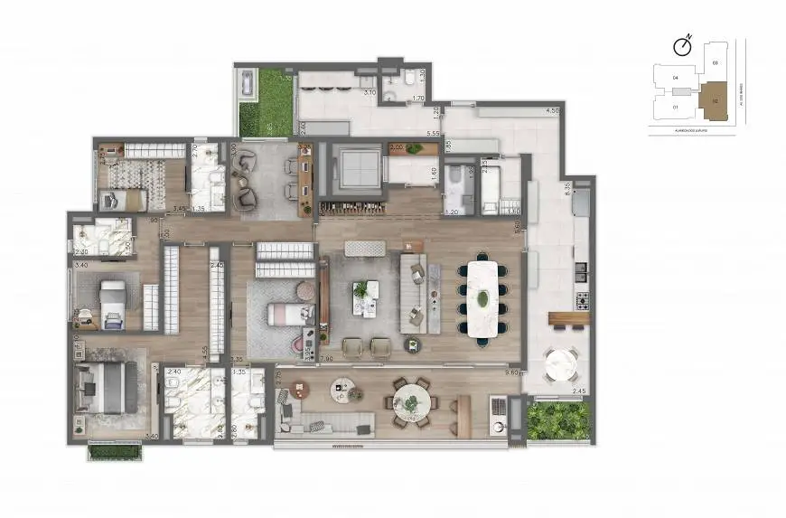 Foto 3 de Apartamento com 4 Quartos à venda, 252m² em Indianópolis, São Paulo