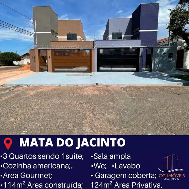 Foto 1 de Sobrado com 3 Quartos à venda, 114m² em Mata do Jacinto, Campo Grande