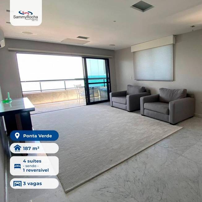 Foto 1 de Apartamento com 3 Quartos à venda, 188m² em Ponta Verde, Maceió