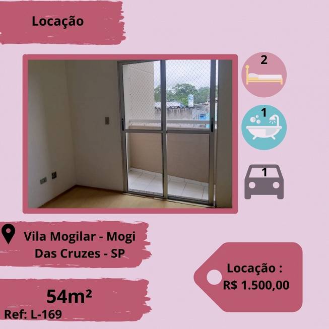 Foto 1 de Apartamento com 2 Quartos para alugar, 54m² em Vila Mogilar, Mogi das Cruzes