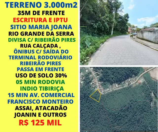 Foto 1 de Lote/Terreno à venda, 3000m² em , Rio Grande da Serra