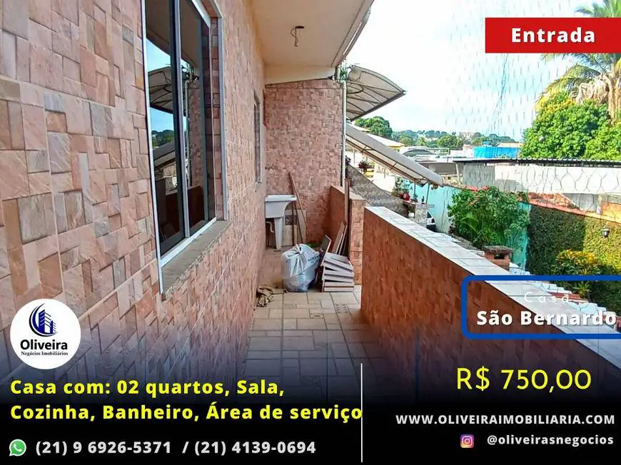 Foto 1 de Casa com 2 Quartos para alugar, 50m² em São Bernardo, Belford Roxo