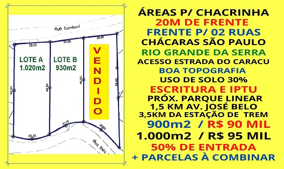 Foto 1 de Lote/Terreno à venda, 900m² em Vila Figueiredo, Rio Grande da Serra
