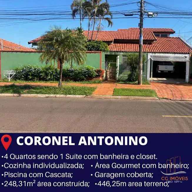 Foto 1 de Sobrado com 4 Quartos à venda, 248m² em Coronel Antonino, Campo Grande