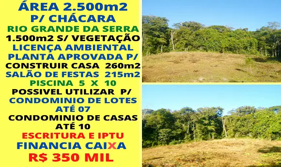 Foto 1 de Lote/Terreno à venda, 2500m² em Vila Figueiredo, Rio Grande da Serra