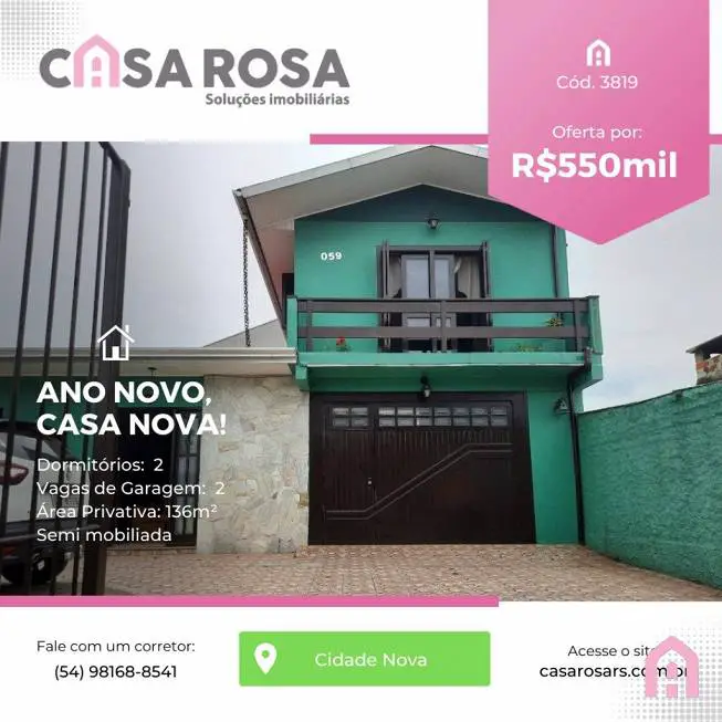 Foto 1 de Casa com 3 Quartos à venda, 136m² em Cidade Nova, Caxias do Sul