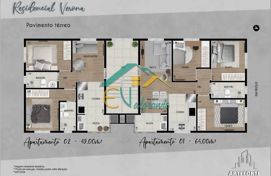 Foto 4 de Apartamento com 3 Quartos à venda, 64m² em Vargem Grande, Pinhais