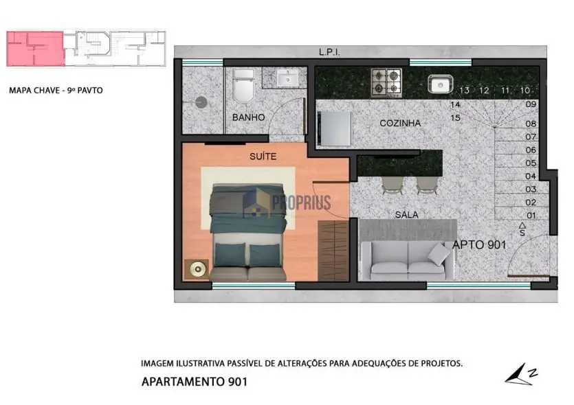 Foto 3 de Apartamento com 1 Quarto à venda, 35m² em Santa Efigênia, Belo Horizonte