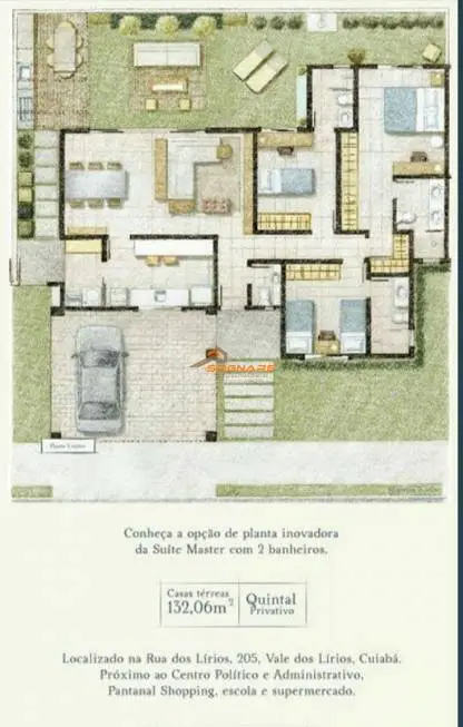 Foto 2 de Casa de Condomínio com 3 Quartos à venda, 257m² em Condomínio Florais Cuiabá Residencial, Cuiabá