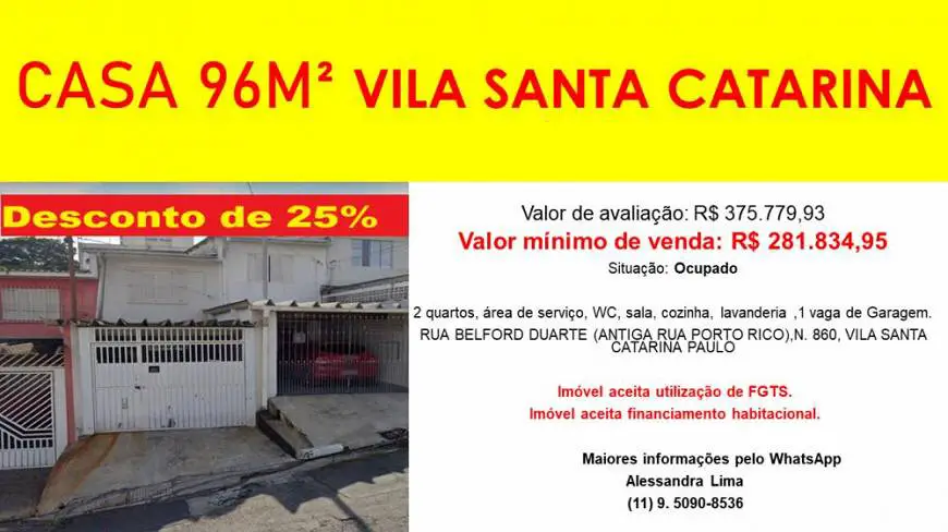 Foto 1 de Casa com 2 Quartos à venda, 96m² em Vila Santa Catarina, São Paulo