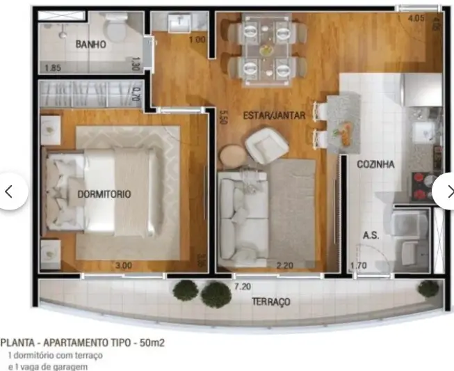 Foto 2 de Apartamento com 1 Quarto à venda, 50m² em Centro, São José do Rio Preto