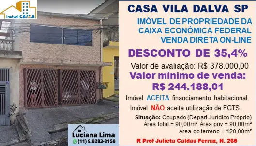 Foto 1 de Casa com 1 Quarto à venda, 90m² em Vila Dalva, São Paulo