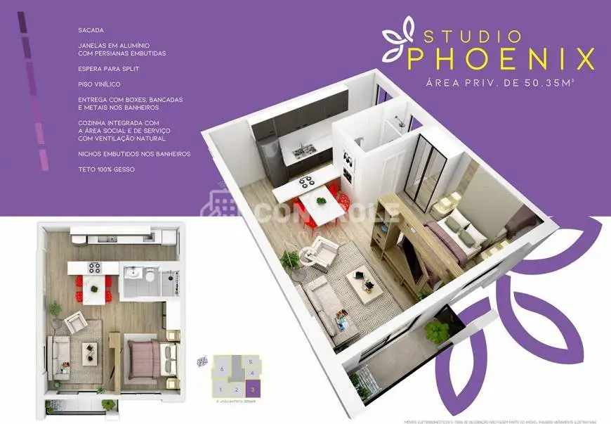 Foto 2 de Apartamento com 1 Quarto à venda, 50m² em Kobrasol, São José