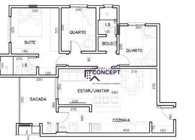 Foto 2 de Apartamento com 2 Quartos à venda, 64m² em Água Verde, Curitiba